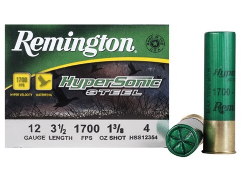 Remington HyperSonic Ammunition 12 Gauge 3-1/2" 1-3/8 oz #4 Non-Toxic Steel Shot