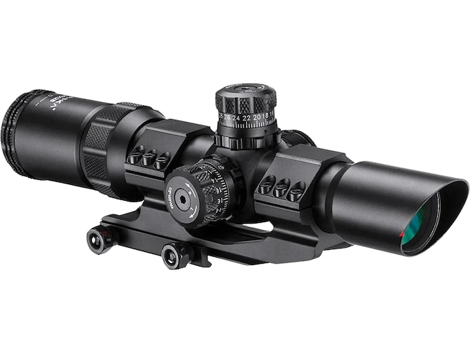 Barska Swat-AR Rifle Scope 30mm Tube 1-4x 28mm Illuminated Mil Dot Reticle Matte Black