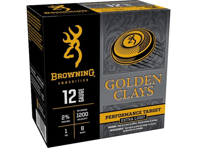 Browning Ammo Golden Clays 12 Gauge 2 3/4″ 1 oz. 8 Shot 25 Rounds