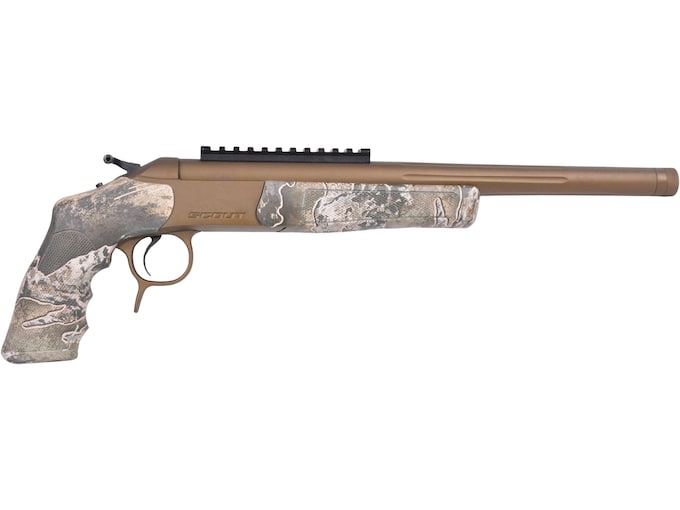 CVA Scout 22-250 Remington Single Shot Pistol 14″ Threaded Barrel 1 Round Realtree Excape Grip Burnt Bronze Cerakote Frame