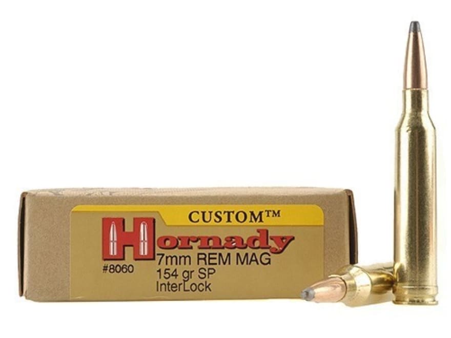 Hornady Custom 7mm Remington Mag Ammo 154 Grain Hornady Interlock