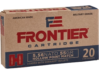 Frontier Cartridge Military Grade Ammunition 5.56x45mm NATO 55 Grain Hornady Hollow Point Match Box of 20