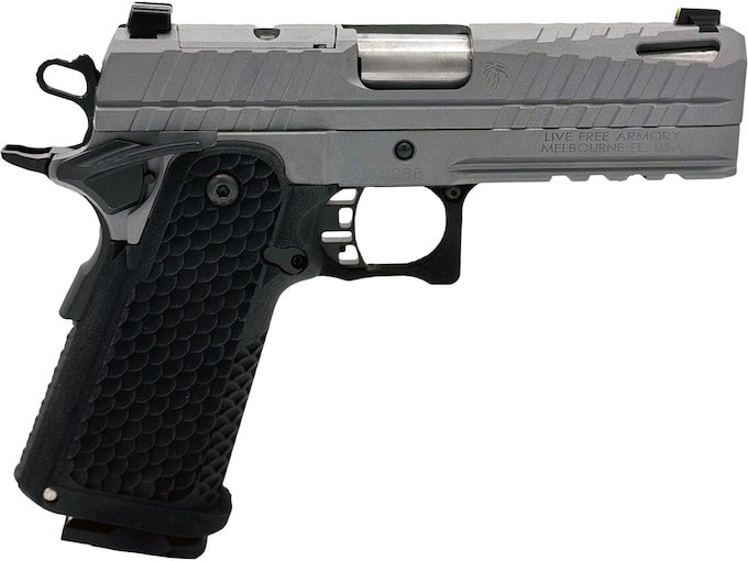 Live Free Armory Apollo 11 9mm Luger Pistol 4.15″ Barrel 17+1 Round Gray Slide Black Grip Gray Frame