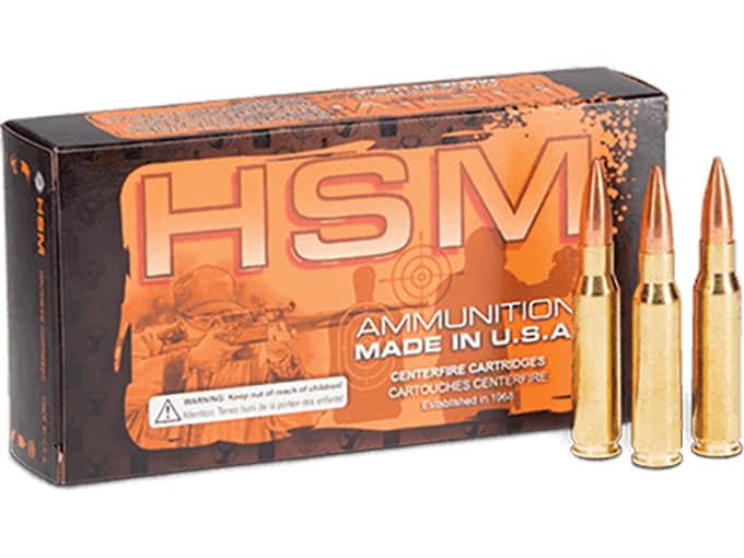 HSM Lead Free 223 Remington Ammo 53 Grain Barnes Triple-Shock X Solid Hollow Point Box of 20