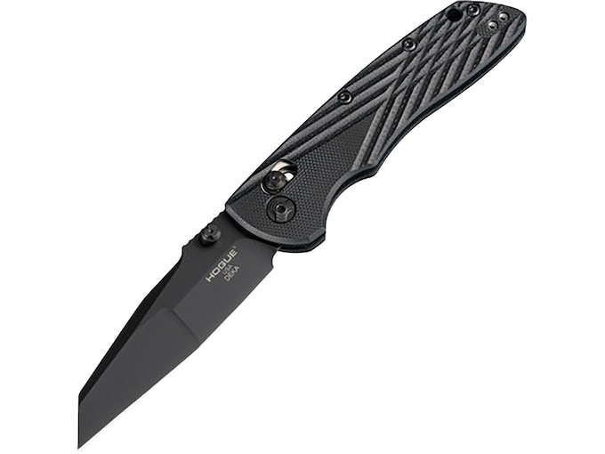 Hogue Deka Pocket Knife 3.25″ Modified Wharncliffe CPM 20CV Black Cerakote Blade G-10 Handle Black