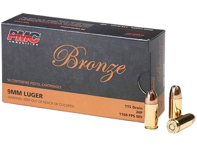 PMC Bronze 9mm Luger Ammo 115 Grain Jacketed Hollow Point Box of 50