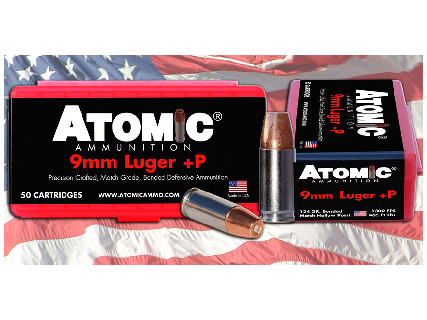 Atomic Ammunition Subsonic 9mm Luger Ammo 147 Grain Bonded Jacketed Hollow Point Box of 50