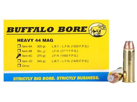 Buffalo Bore Ammunition 44 Remington Magnum 270 Grain Jacketed Flat Nose