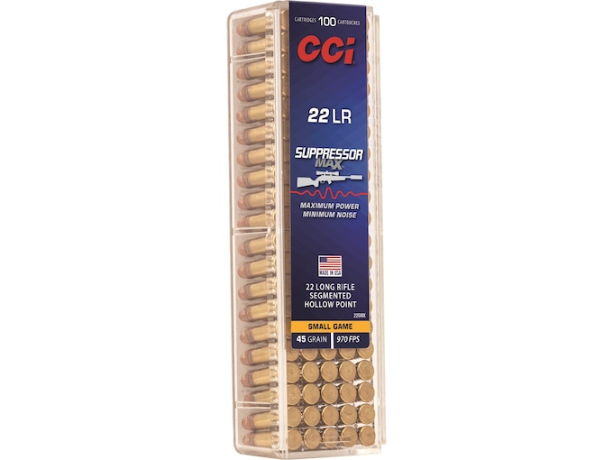 CCI Suppressor Max 22LR Ammo 45 Grain Segmented Hollow Point Box of 100
