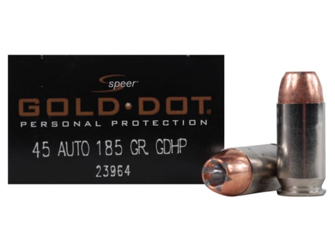 Speer Gold Dot 45 ACP Ammo 185 Grain Bonded Jacketed Hollow Point Box of 20