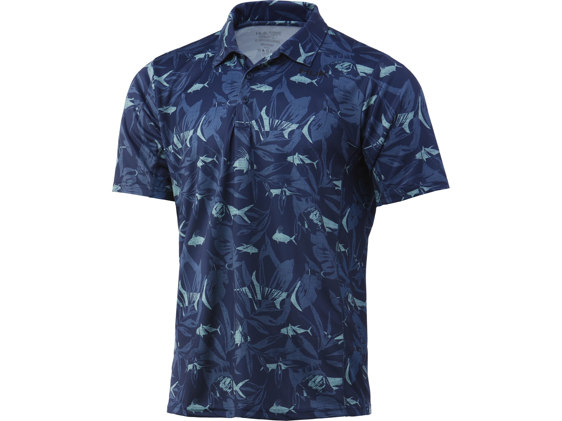 Huk Men's Icon X Ocean Palm Polo Shirt Volcanic Ash Medium