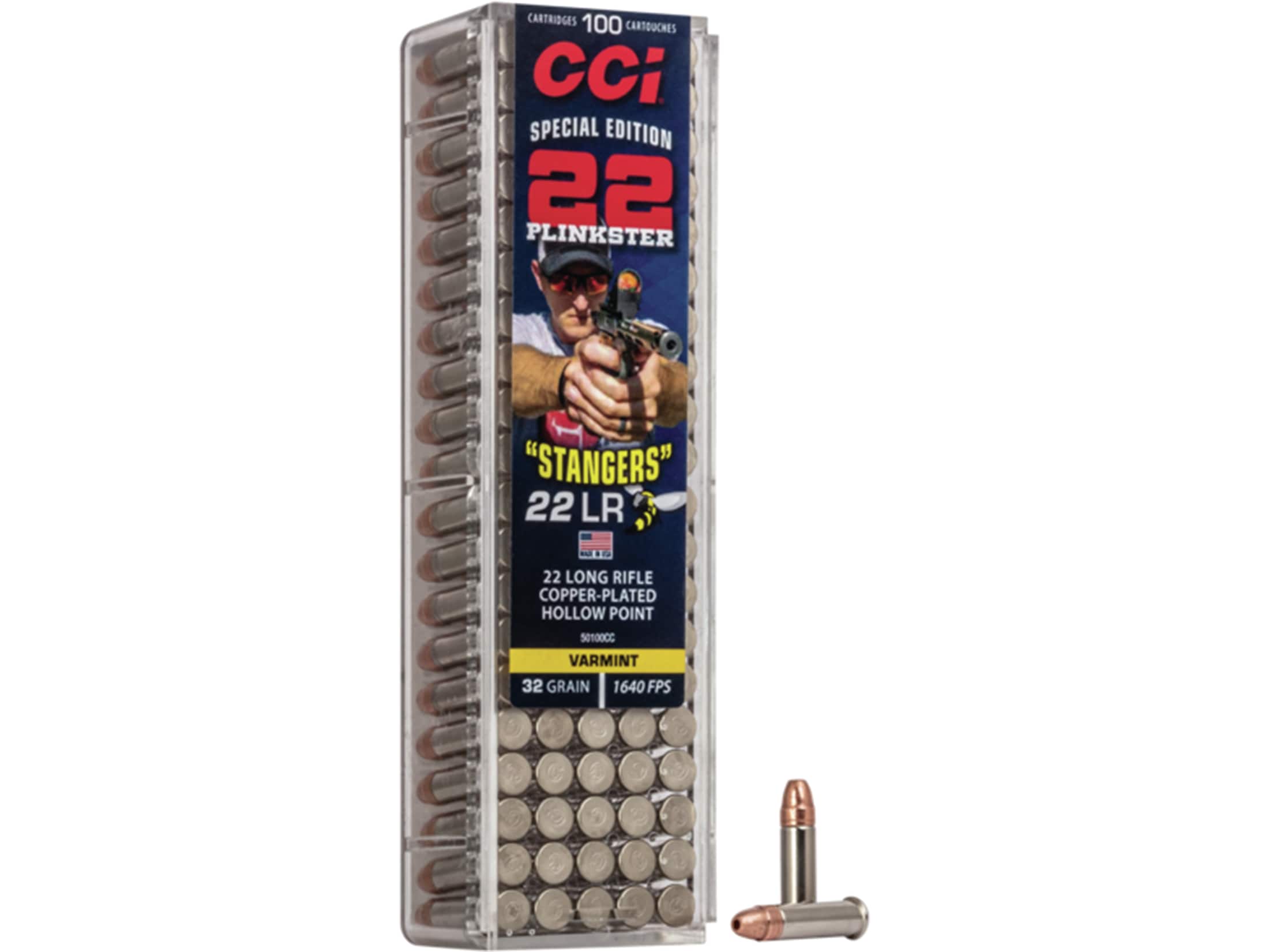 CCI Stinger 22 Plinkster Special Edition Stangers Ammunition 22 Long Rifle 32 Grain Plated Lead Hollow Point