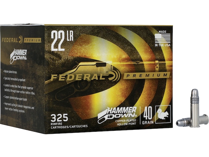 Federal Premium HammerDown 22LR Ammo 40 Grain Plated Hollow Point Box of 325