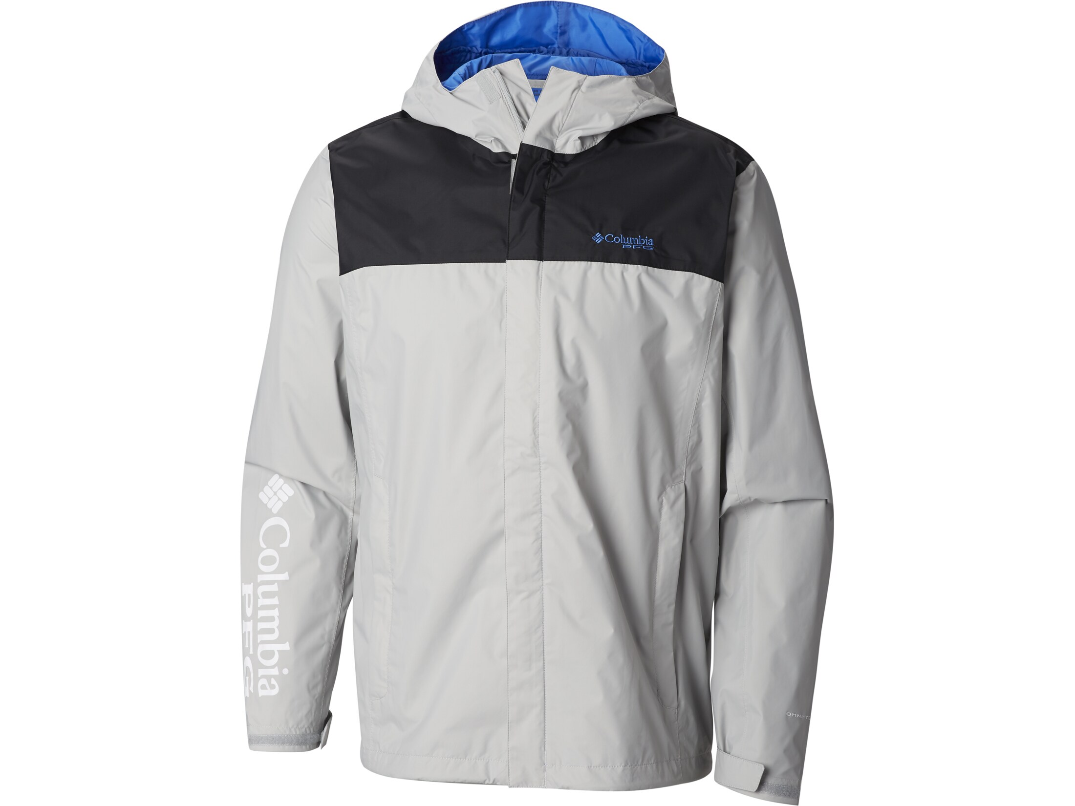 Columbia Men's PFG Storm Rain Jacket Cool Gray/Vivid Blue 2XL
