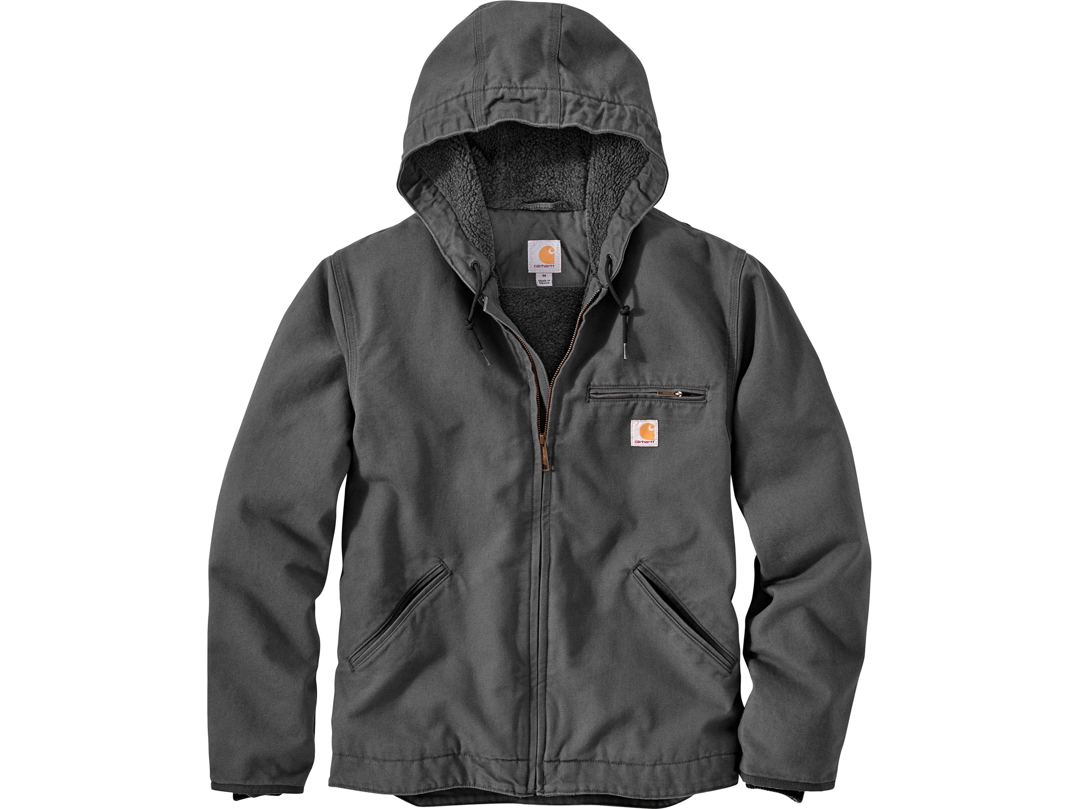 Carhartt Men's Relaxed Fit Washed Duck Sherpa Lined Jacket Gravel