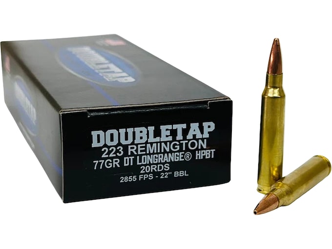 DoubleTap LongRange 223 Remington Ammo 77 Grain Jacketed Hollow Point Box of 20