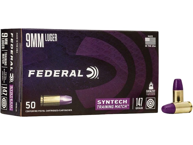 Federal Syntech Training Match 9mm Luger Ammo 147 Grain Federal TSJ Total Synthetic Jacket (TSJ) Case of 500 (10 Boxes of 50)