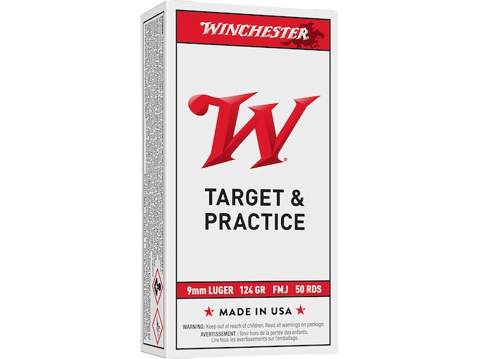 Winchester White Box USA 9mm Luger Ammo 124 Grain Full Metal Jacket Case of 500 (10 Boxes of 50)