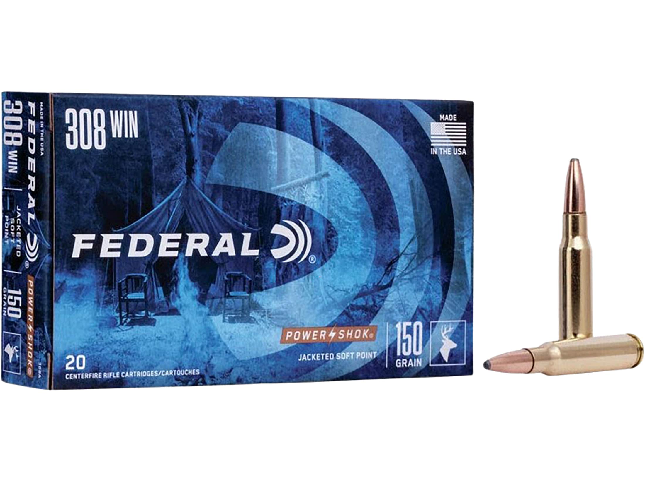 Federal Power-Shok Ammunition 308 Winchester 150 Grain Soft Point Box of 20