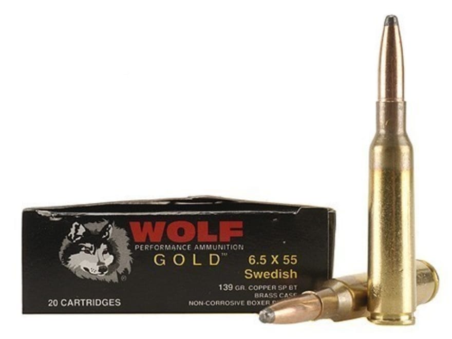 Wolf Gold Ammo 6.5x55mm Swedish Mauser 139 Grain Soft Point Box of 20.