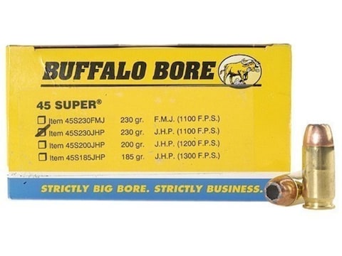 Buffalo Bore Ammunition 45 Super 230 Grain Jacketed Hollow Point Box of 50