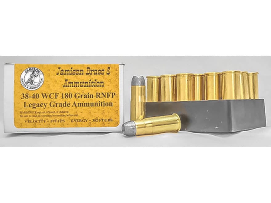 Jamison Brass Ammo 38 40 WCF Ammo 180 Grain Flat Nose Box Of 20 jamison-brass-ammo-38-40-wcf-ammo-180-grain-flat-nose-box-of-20