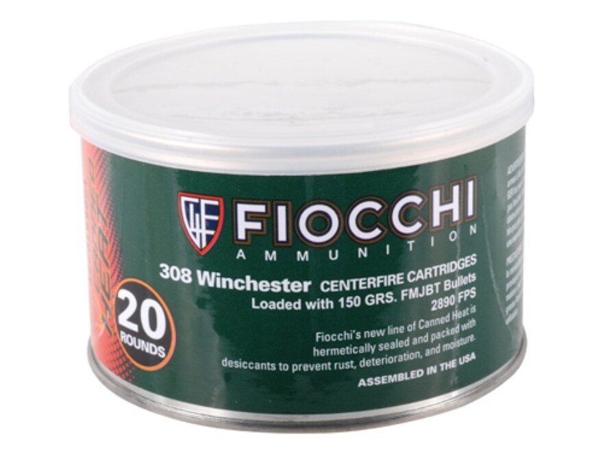 Fiocchi Canned Heat Ammo 308 Winchester 150 Grain Full Metal Jacket
