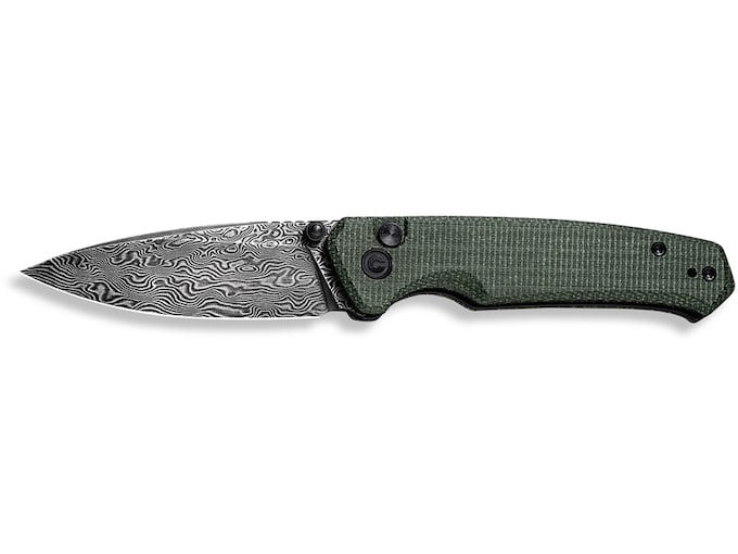 CIVIVI Altus Pocket Knife 2.97″ Drop Point Damascus Black Blade Micarta Handle Green,