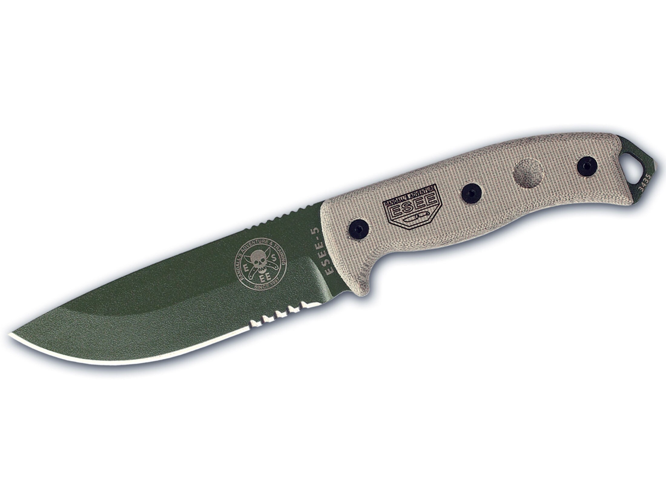 ESEE Knives ESEE5 Fixed Blade Knife 5.25 Serrated Drop Point 1095