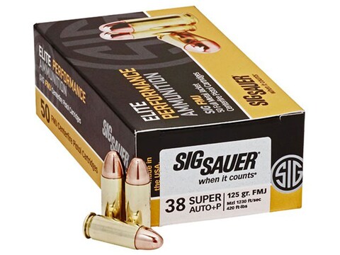 Sig Sauer Elite Performance Ammunition 38 Super +P 125 Grain Full Metal Jacket