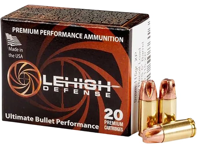 Lehigh Defense XP 9mm Luger Ammo 115 Grain Lehigh Xtreme Penetrator Fluted Lead Free Box of 20