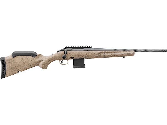 Ruger American Ranch Gen II Bolt Action Rifle 5.56x45mm NATO 16.1" Fluted Cobalt Cerakote Threaded Barrel Cobalt Cerakote Frame Flat Dark Earth Adjustable Stock