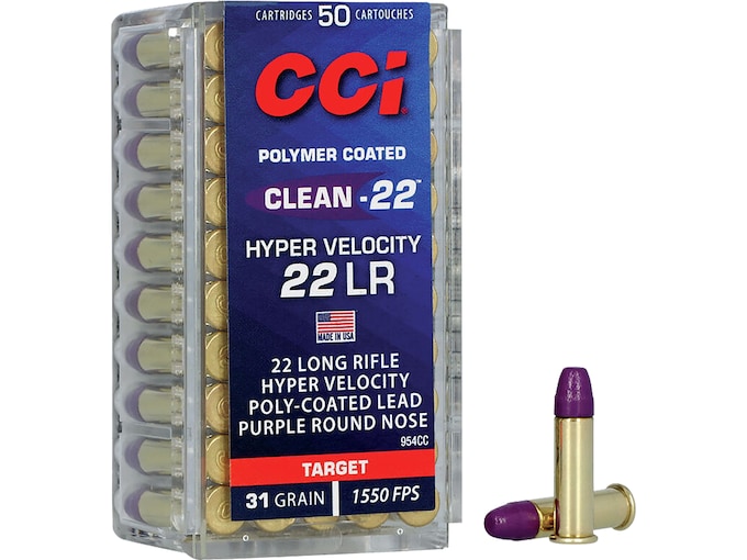 CCI Clean-22 Hyper Velocity 22LR Ammo 31 Grain Round Nose Box of 500 (10 Boxes of 50)