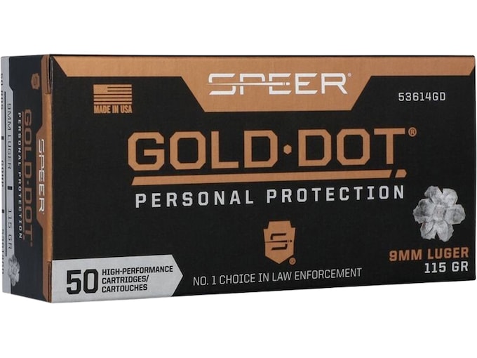 SPEER GOLD DOT 9MM LUGER – 115GR GDHP 50RD 10BX/CS - No Credit Card Fees - Low, flat rate shipping