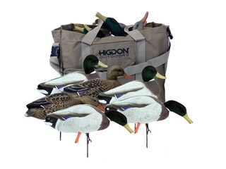 Higdon Magnum Field Duck Full-Body Flocked Head Mallard Duck Decoy with Slot Bag Polymer Pack of 6