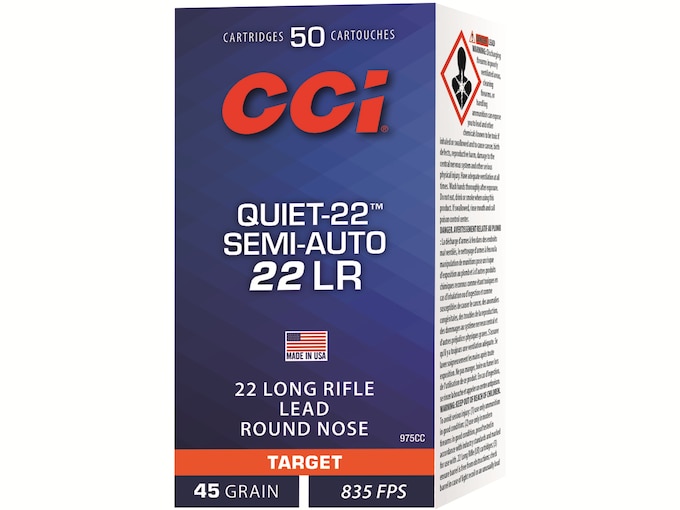 CCI Quiet Semi-Auto 22LR Ammo 45 Grain Round Nose Box of 50