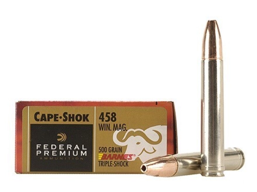 Federal Premium Cape-Shok Ammo 458 Winchester Mag 500 Grain Barnes.
