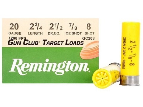 Remington Gun Club Target Ammunition 20 Gauge 2-3/4" 7/8 oz #8 Shot