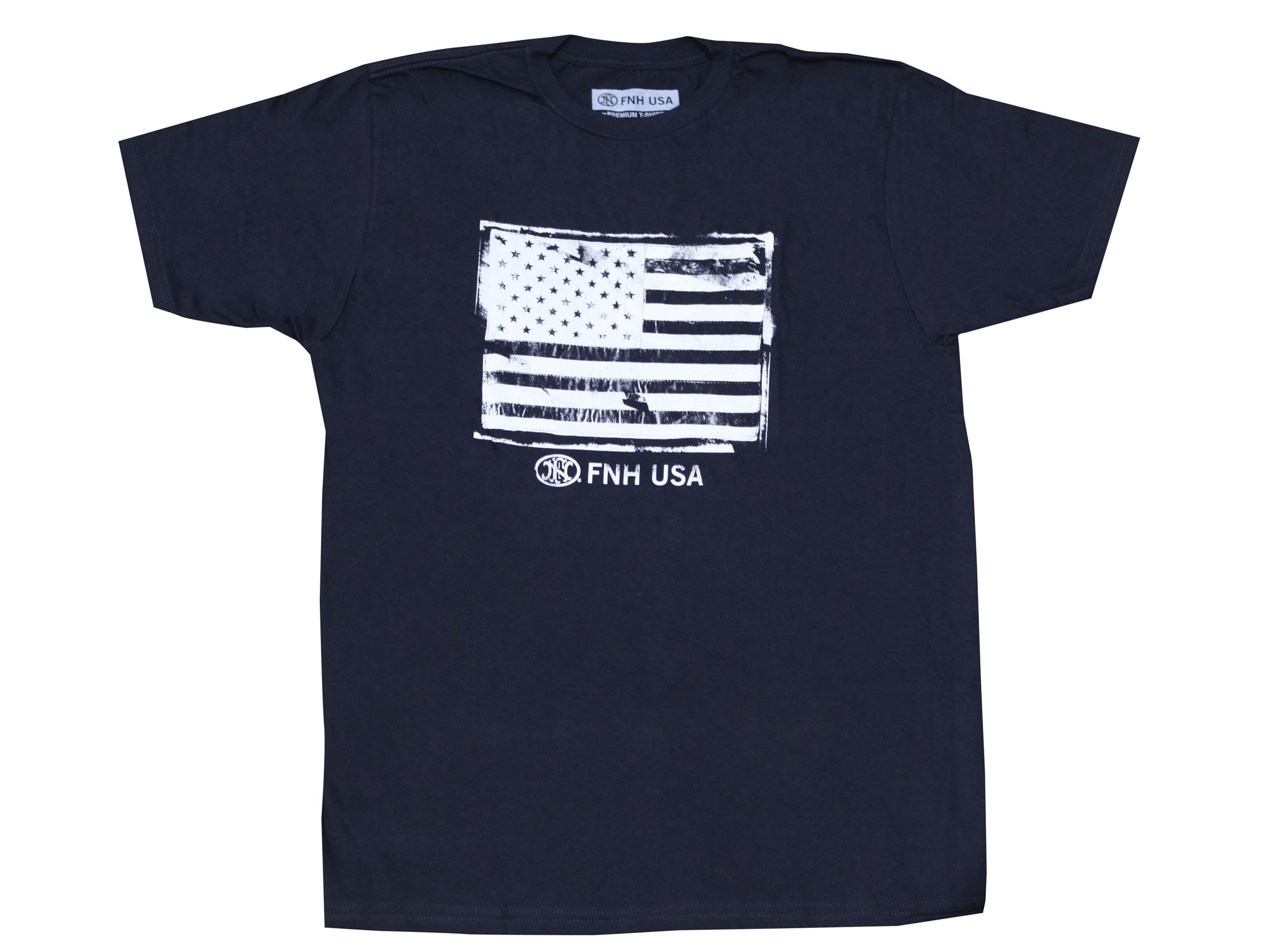 FN American Flag T-Shirt Short Sleeve Cotton Black Medium