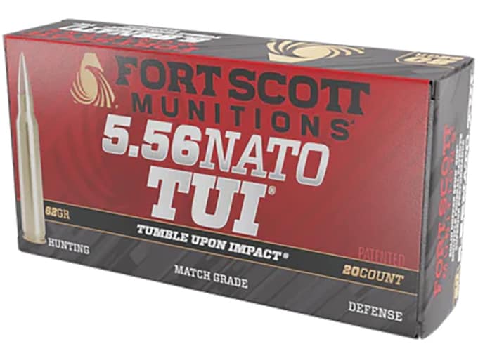 Fort Scott Munitions TUI 5.56x45mm NATO Ammo 62 Grain Solid Lead Free Box of 20