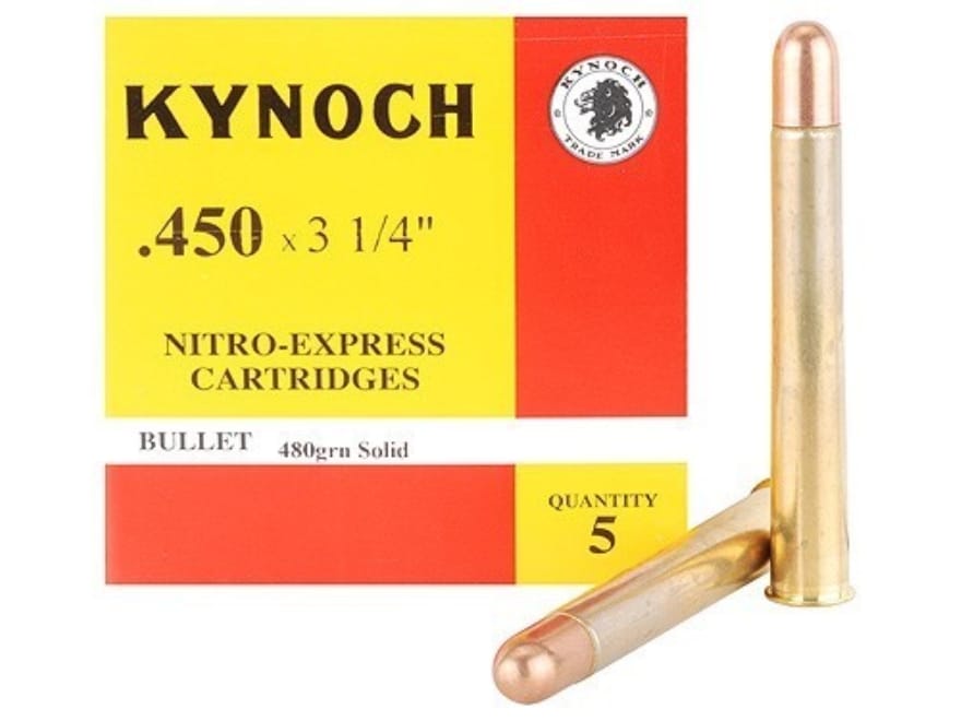 Kynoch Ammo 450 Nitro Express 3-1/4 480 Grain Woodleigh Weldcore Solid