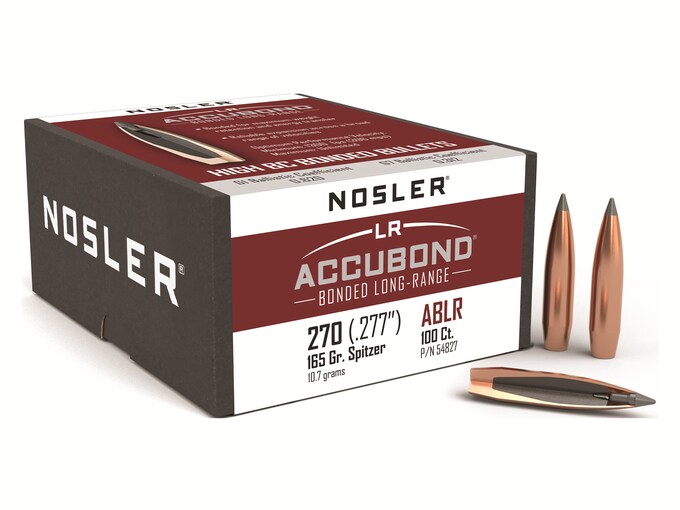 Nosler AccuBond Long Range 6.8mm, 270 Caliber (277 Diameter) Bullets 165 Grain Bonded Polymer Tip Box of 100