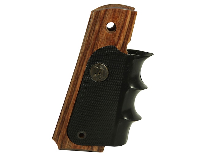 Pachmayr American Legend Grip with Finger Grooves for 1911 Government, Commander Heritage Walnut Laminate with Rubber Wraparound