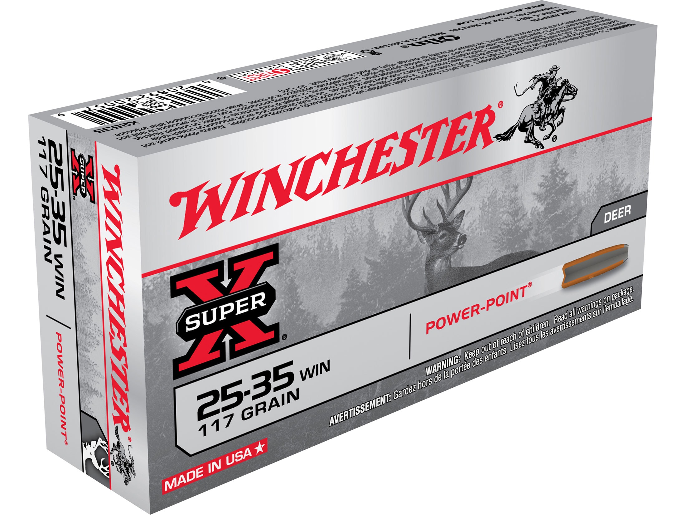 Winchester Super X 25-35 WCF Ammo 117 Grain Jacketed Soft Point Case