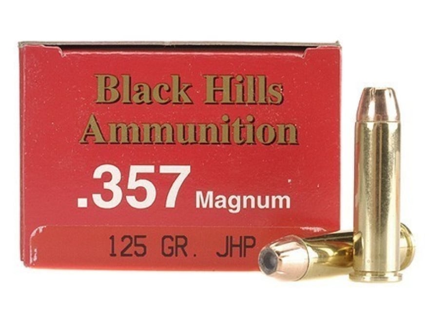 Black Hills Ammo 357 Mag 125 Grain Jacketed Hollow Point Box of 50.