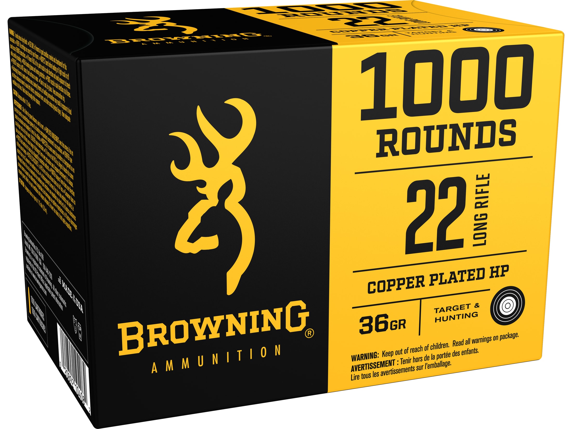 Browning BPR Ammo 22 Long Rifle 36 Grain Copper Plated Hollow Point