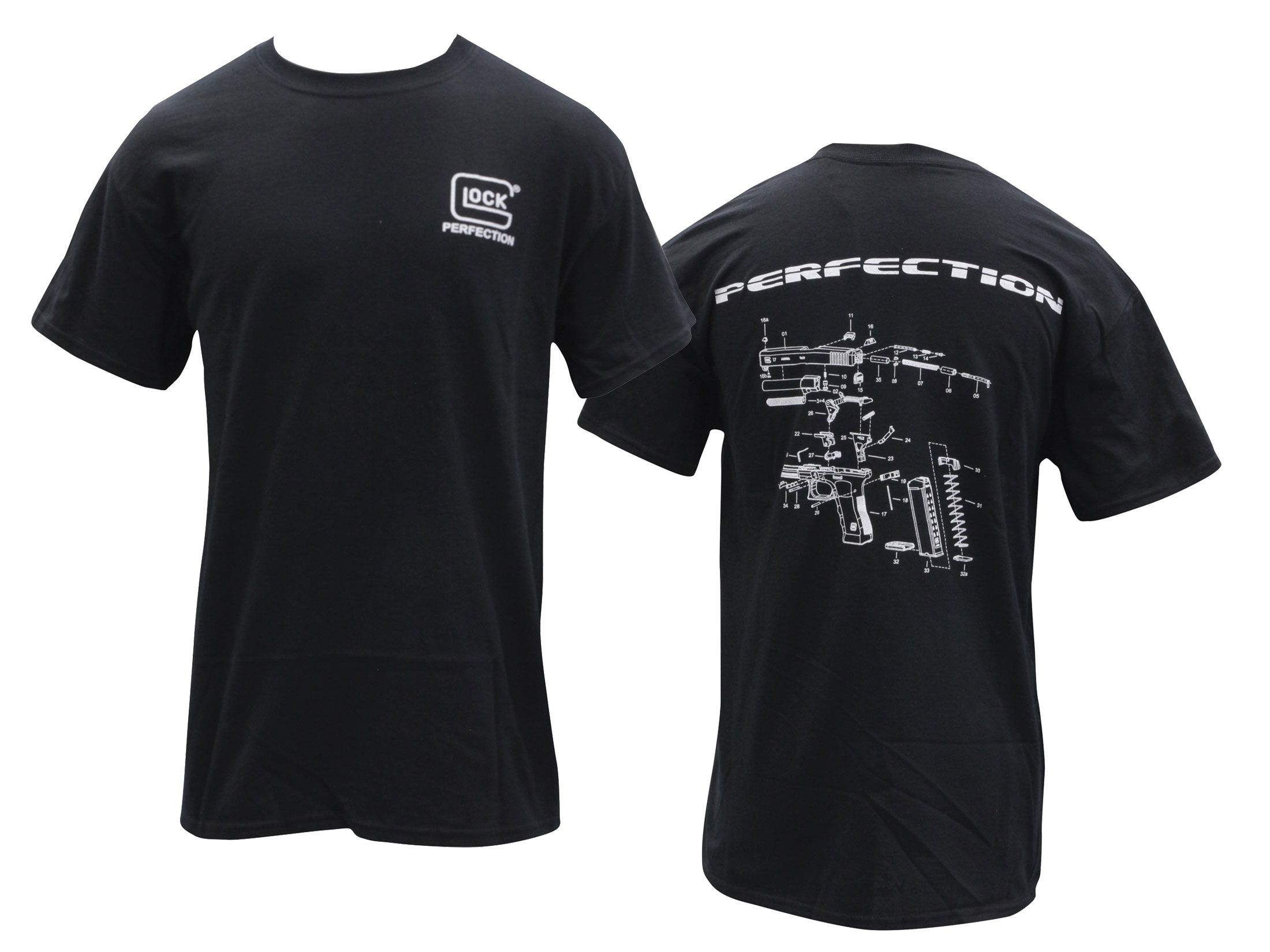 Glock Men's Breakdown T-Shirt Short Sleeve Cotton Black XL