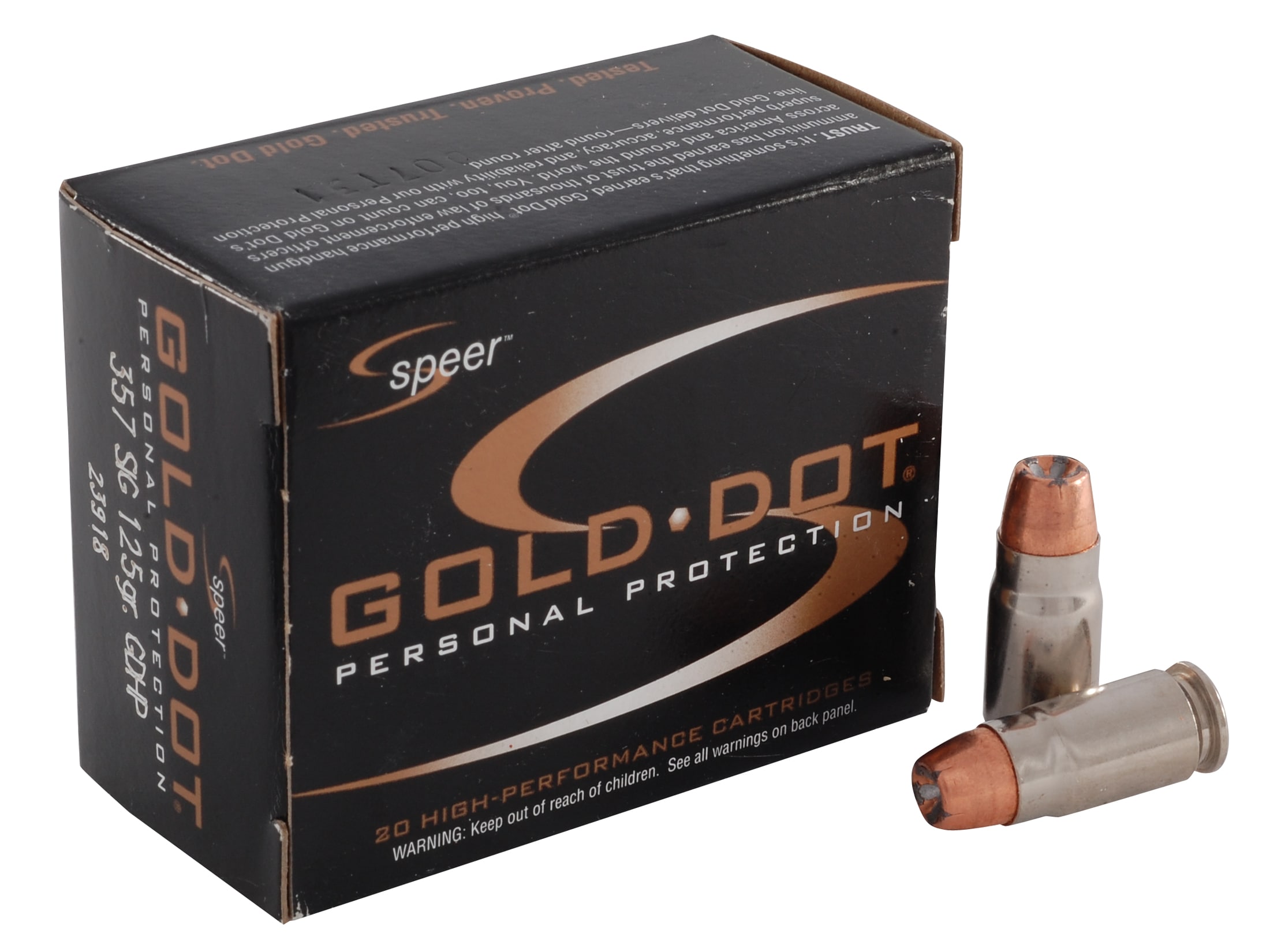 Speer Gold Dot 357 Sig Ammo 125 Grain Bonded Jacketed Hollow Point 3599