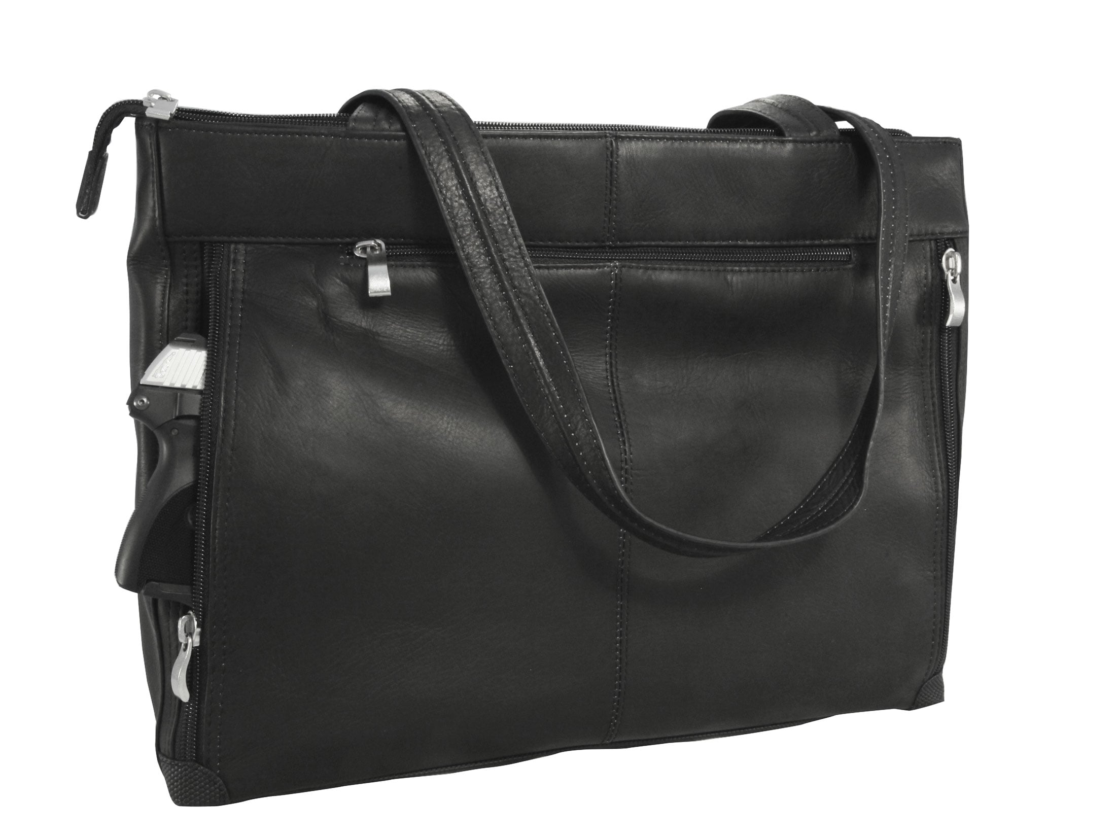 Gun Tote'N Mamas Shoulder Portfolio Handbag Leather Black