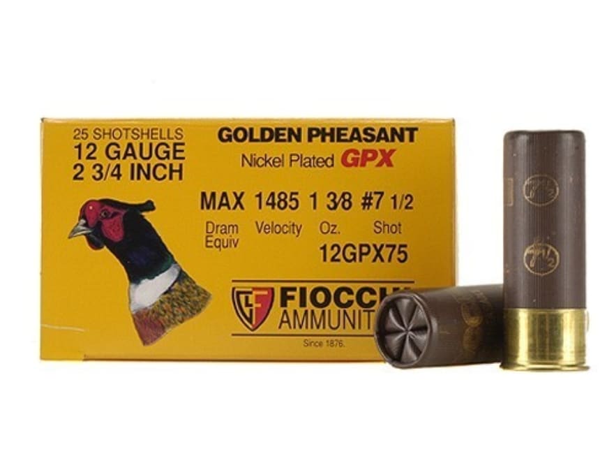 Fiocchi Golden Pheasant High Velocity Ammo 12 Ga 23/4 13/8oz 71/2